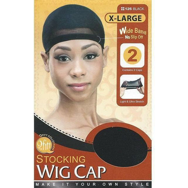 M&M Headgear Qfitt Stocking Wig Cap X-Large Black #126