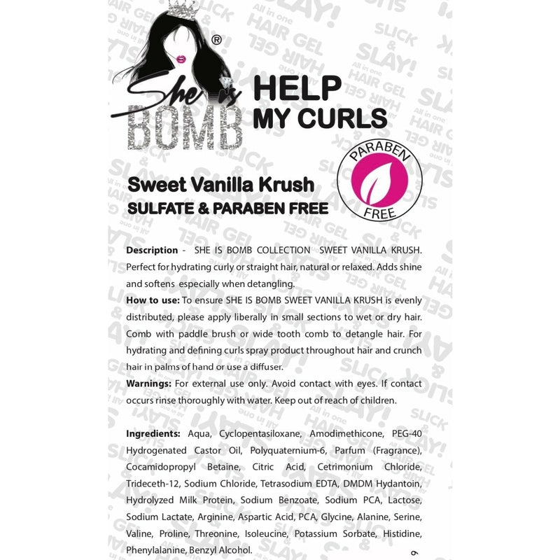 She is Bomb Sweet Vanilla Krush Help My Curls Leave In Conditioner