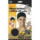 M&M Headgear Qfitt Wig Cap w/ Shea Butter & Olive Oil, Black
