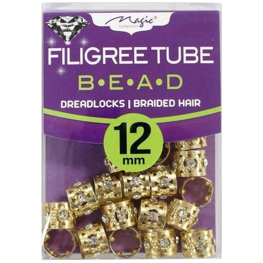 Magic Collection 12MM Studded Gold Filigree Tube #013SDG