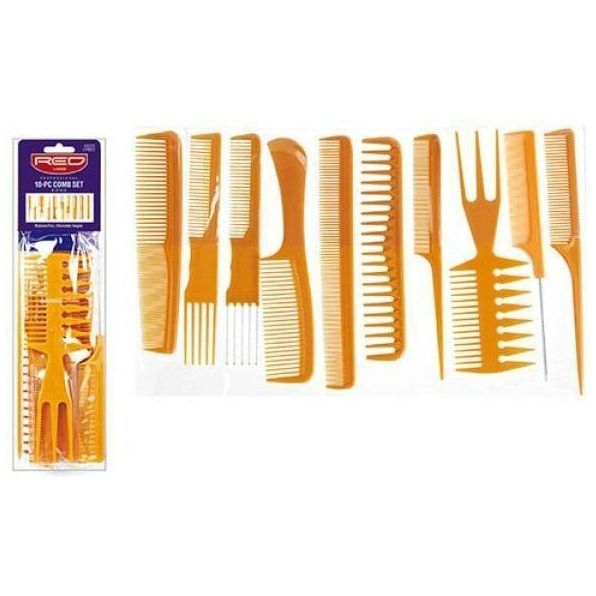 Red by Kiss Professional 10-Piece Comb Set Bone #CMB25