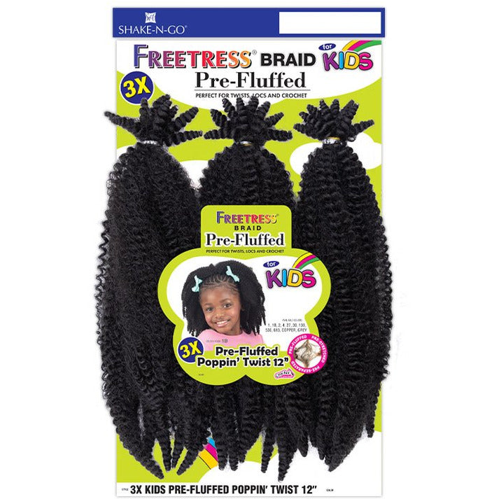Freetress Synthetic Kids Braids - 3X Pre-Fluffed Poppin Twist 12"