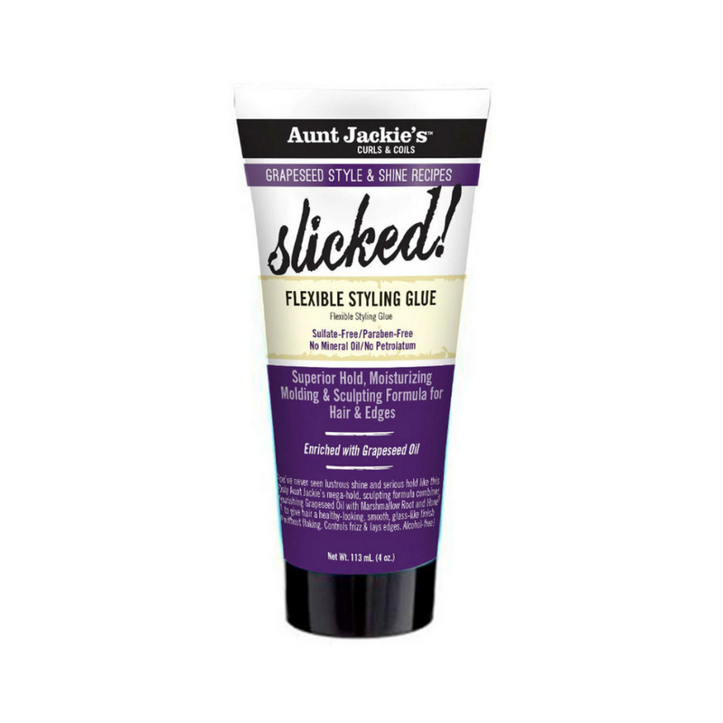 Aunt Jackie's Grapeseed Style & Shine Slicked Flexible Styling Glue 4 OZ | Black Hairspray