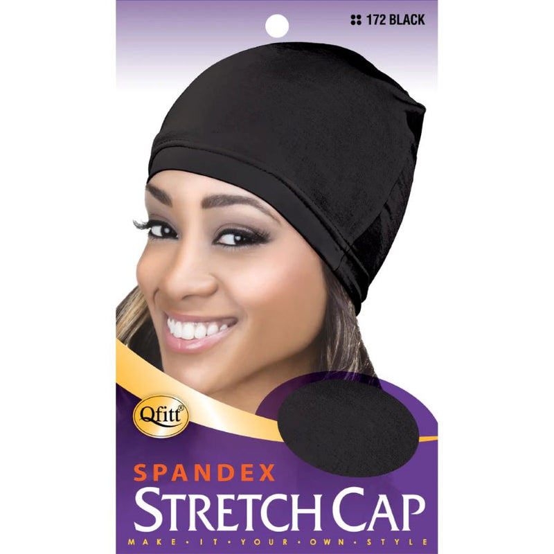 M&M Headgear Qfitt Large Spandex Stretch Cap, Black