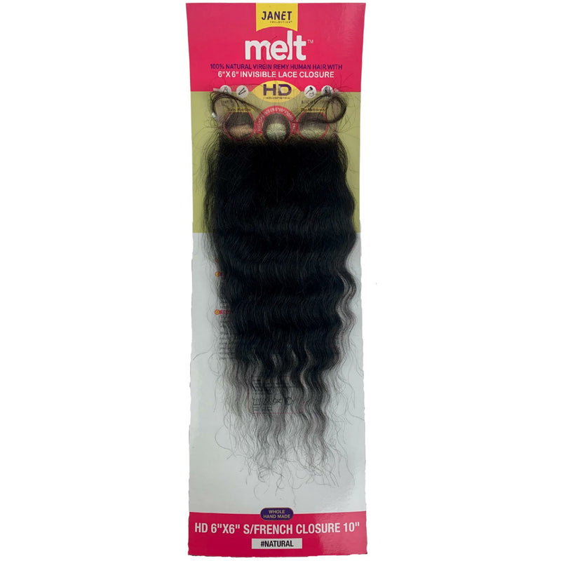 Janet Collection Melt HD 100% Virgin Remy Human Hair 6" X 6" Invisible Lace Closure - S/French
