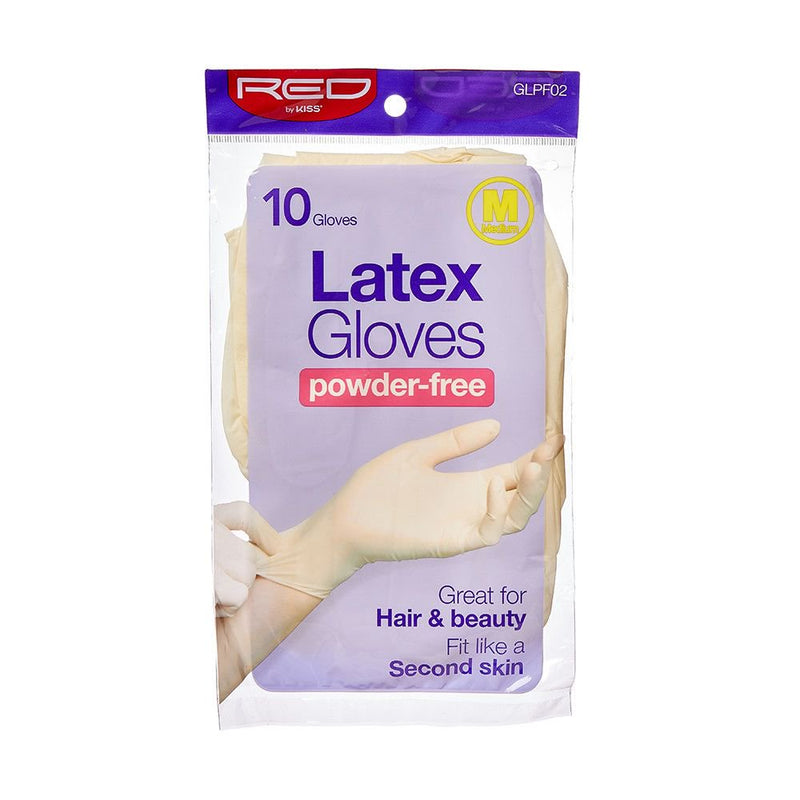 RED By Kiss Powder-Free Latex Gloves - Medium 10CT GLPF02