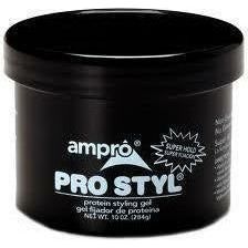 Ampro Pro Styl Protein Styling Gel Super Hold 10 OZ | Black Hairspray