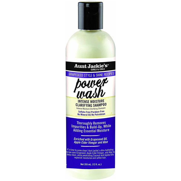 Aunt Jackie's  Grapeseed Style & Shine Power Wash Intense Moisture Clarifying Shampoo 12 OZ | Black Hairspray