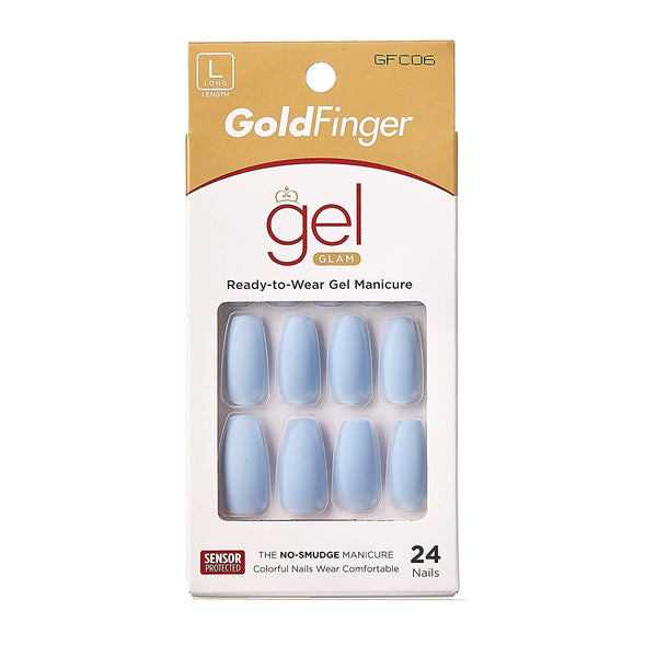 GoldFinger By Kiss Gel Glam Nails – GFC06 (Pastel Blue)