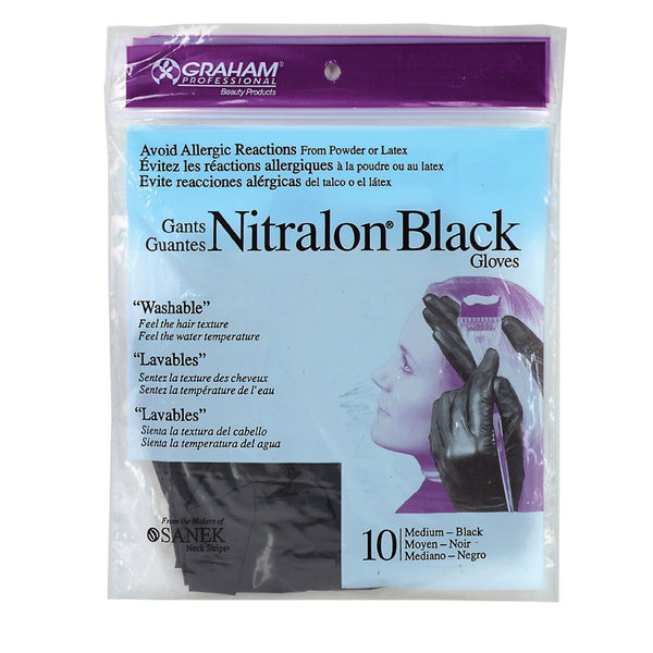 Graham Beauty Powder / Latex Free Nitralon Black Reusable Gloves