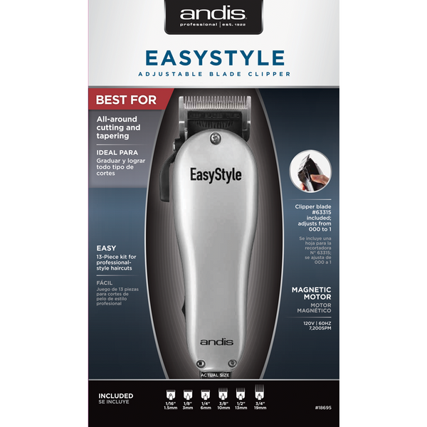Andis Pro EasyStyle Adjustable Blade 13-Piece Clipper Kit #18695 | Black Hairspray