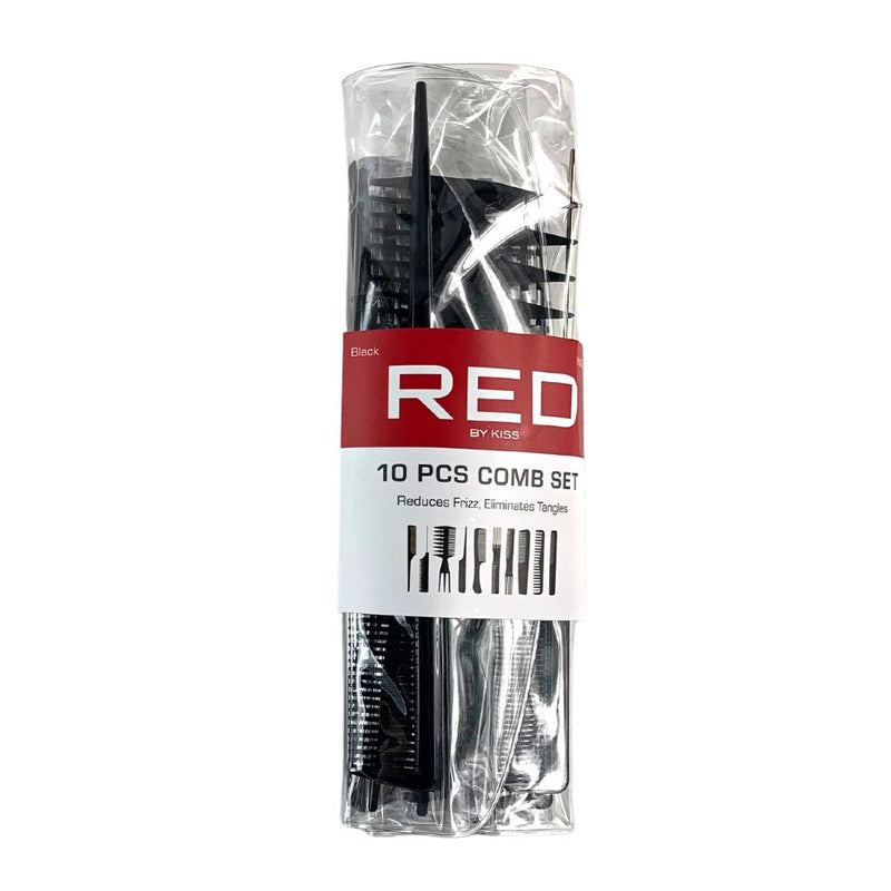 Red by Kiss Professional 10-Piece Comb Set Black