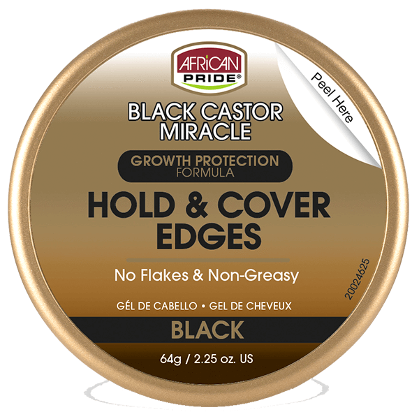 African Pride Black Castor Miracle Hold & Cover Edges Black 2.25 OZ | Black Hairspray