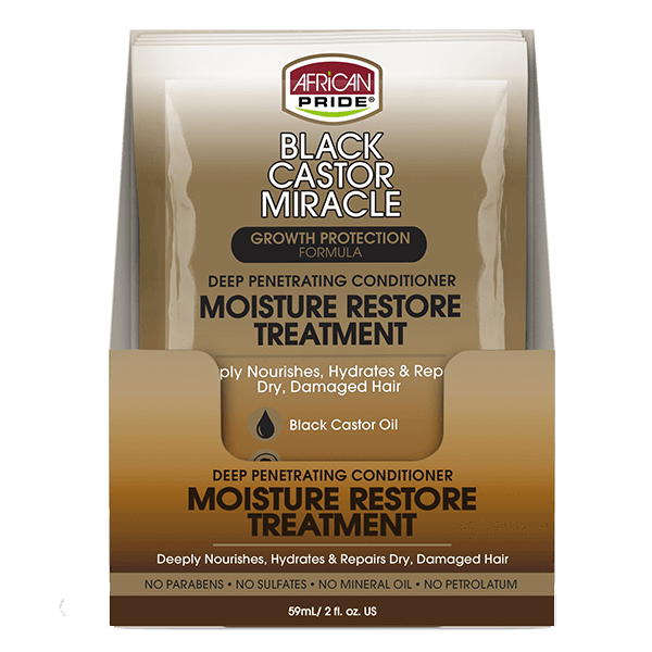 African Pride Black Castor Miracle Deep Penetrating Conditioner Moisture Restore Treatment 2 OZ | Black Hairspray