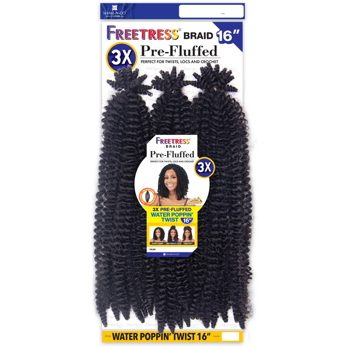 Freetress Synthetic Crochet Braids - 3X Pre-Fluffed Water Poppin Twist 16"