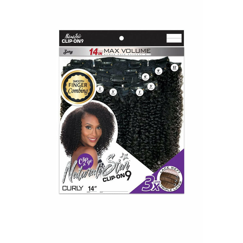 Zury Sis Naturali Star Human Hair Mix Clip-On 9 Weave – Curly 14"