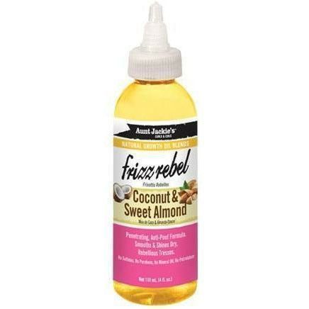 Aunt Jackie's Natural Growth Oil Blends With Coconut & Sweet Almond – Frizz Rebel 4 OZ | Black Hairspray