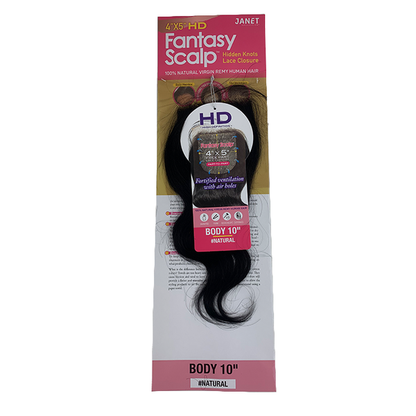 Janet Collection Fantasy Scalp 4" x 5" Swiss Lace Closure – Body