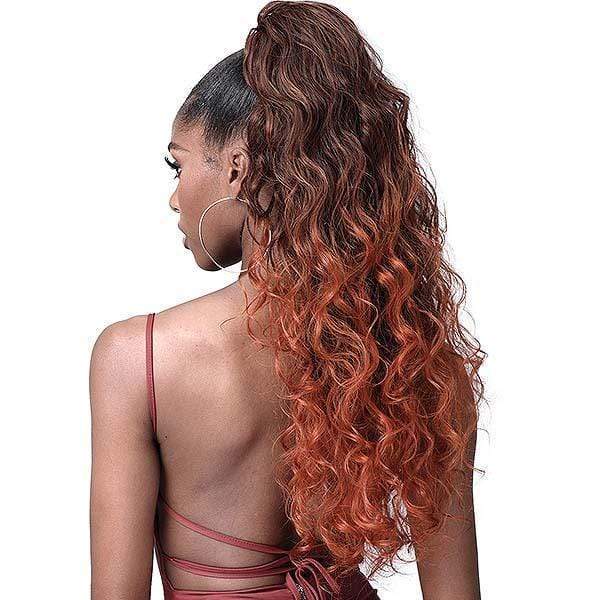 Bobbi Boss Miss Origin Tress Up Human Hair Blend Drawstring Ponytail - Ocean Wave 28" | Black Hairspray