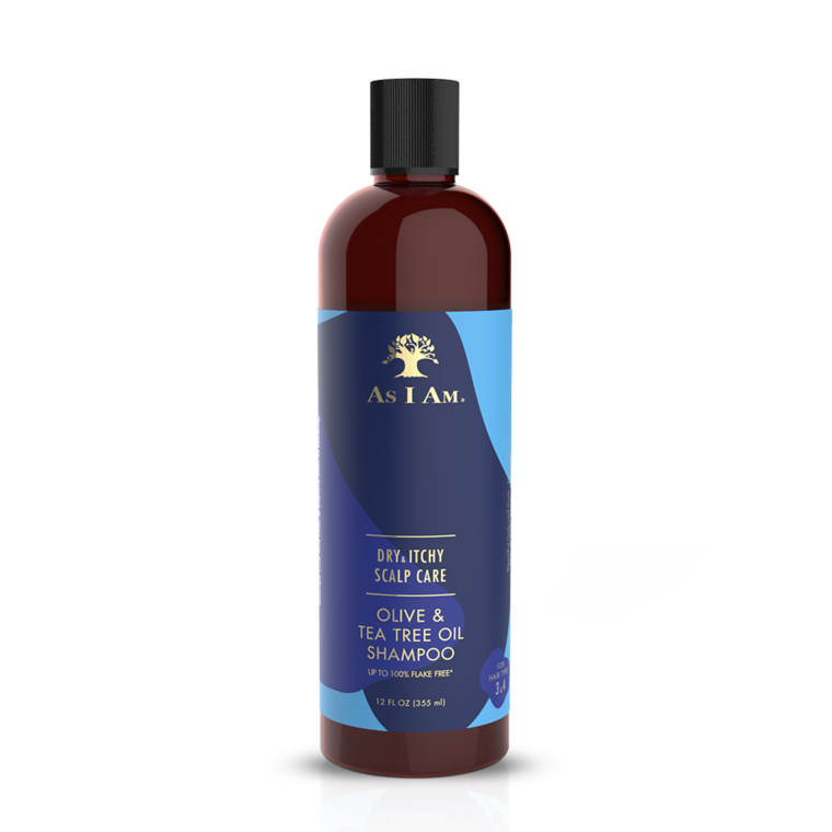 As I Am Dry & Itchy Scalp Care Olive & Tea Tree Oil Dandruff Shampoo 12.0 OZ | Black Hairspray