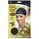 M&M Headgear Qfitt Wig Cap w/ Olive Oil & Tea-Tree Oil, Black