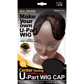 M&M Headgear Qfitt U-Part Wig Cap Center Parting  with Front Lace  #5015 BLACK