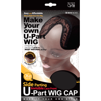 M&M Headgear Qfitt U-Part Wig Cap Side Parting  with Front Lace  #5016 BLACK
