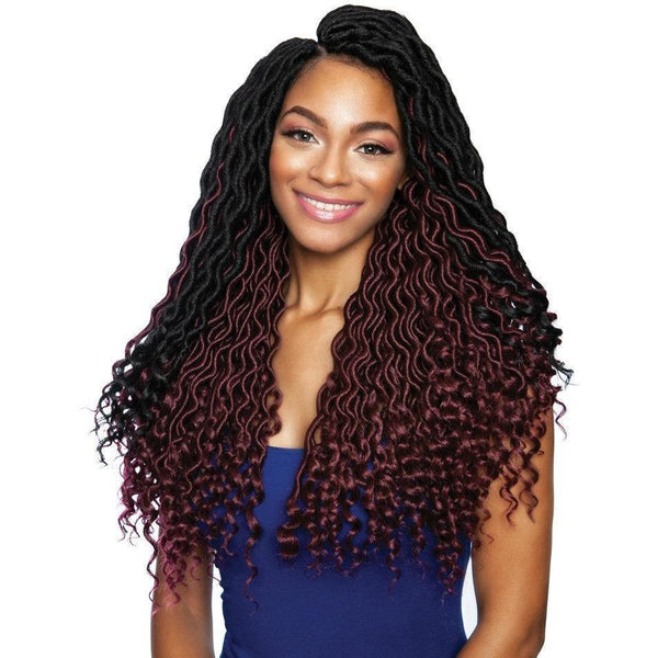 Mane Concept Afri-Naptural Synthetic Braids – 3X Pre-Stretched Wavy Goddess Locs 18"