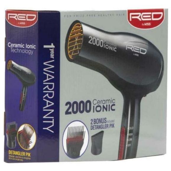 Red by Kiss 2000 Ceramic Ionic Hair Dryer #BD06