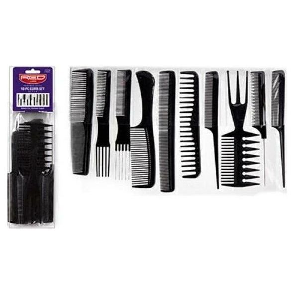 Red by Kiss Professional 10-Piece Comb Set Black