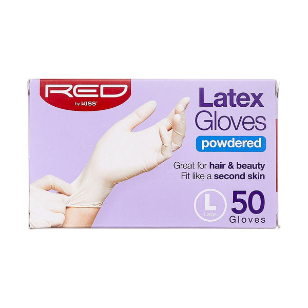 RED By Kiss Powdered Latex Gloves - Large 50CT