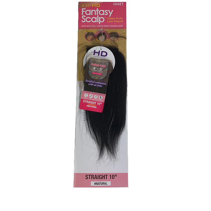 Janet Collection Fantasy Scalp 4" x 5" Swiss Lace Closure – Straight