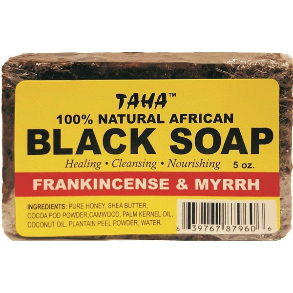 Taha 100% Natural African Black Soap Frankincense & Myrrh 5 OZ