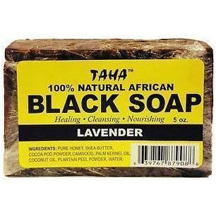 Taha 100% Natural African Black Soap Lavender 5 OZ