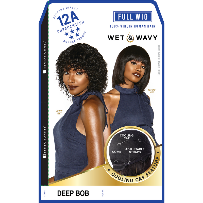 Sensationnel 12A Unprocessed 100% Virgin Human Hair Wet & Wavy Full Wig - Deep Bob